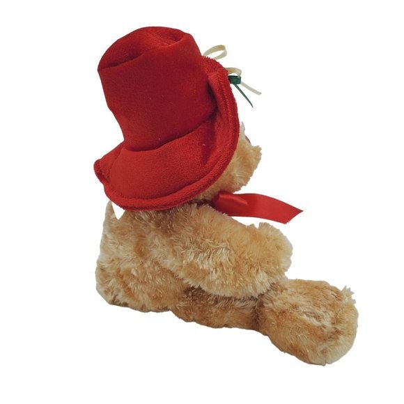 Dan Dee Collector Choice Fuzzy Teddy Bear Plush Red Hat Rose Stuffed Animal 10" - Picture 2 of 7